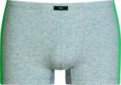 MENS COTTON BOXER SHORT IN GREY WITH GREEN SIDE STRIPE